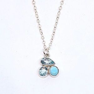 Larimar Cab & Blue Topaz Sterling Necklace NWT